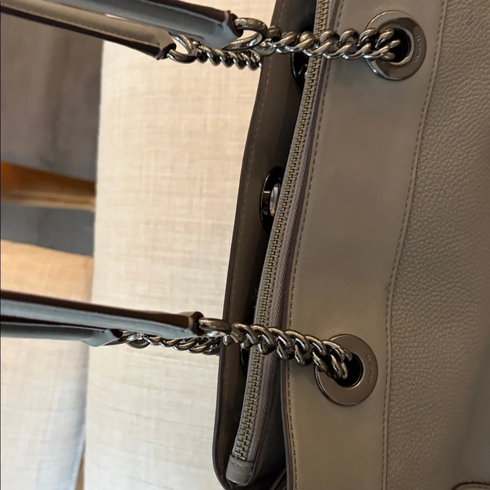 Coach Leather and Suede Shoulder Bag in Dove Gray with Gun Metal Hardware - Picture 15 of 16